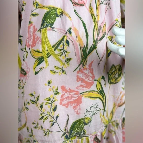 Happy Nature Pink Multicolor Floral Cotton Cottagecore Mini Dress S Medium. G#56 - Picture 13 of 17